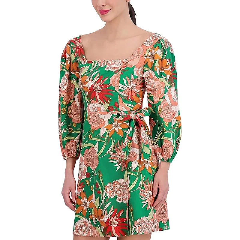 Vince Camuto Womens Floral Print Short Mini Dress Fashionable Mini Dress with Pockets