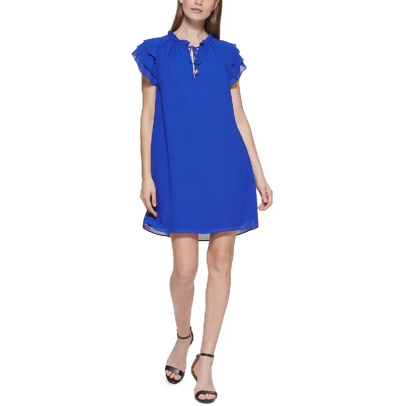 Vince Camuto Womens Flutter Sleeves Front Tie Mini Dress Fashionable A-Line Mini Dress
