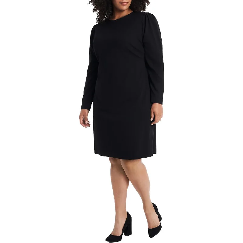 Vince Camuto Womens Plus Puff Sleeve Above Knee Mini Dress Trendy Off-Shoulder Dress Mini