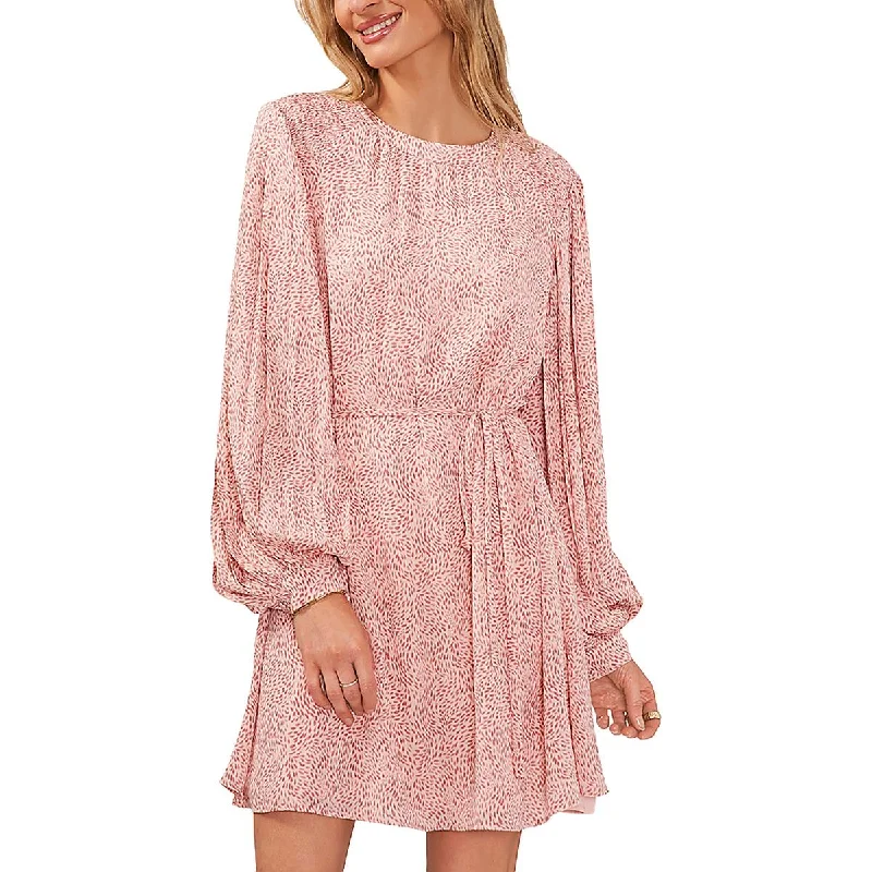 Vince Camuto Womens Smocked Knee-Length Mini Dress Comfortable Linen Mini Dress