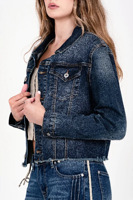 Vintage Dark Blue Wash Basic Denim Jacket Denim Jacket Leather Jacket Suede Jacket