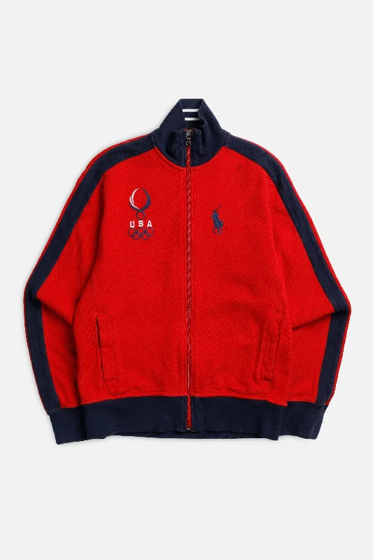 Vintage Olympics USA Track Jacket - XS Boat Neck Shawl Collar Notched Collar