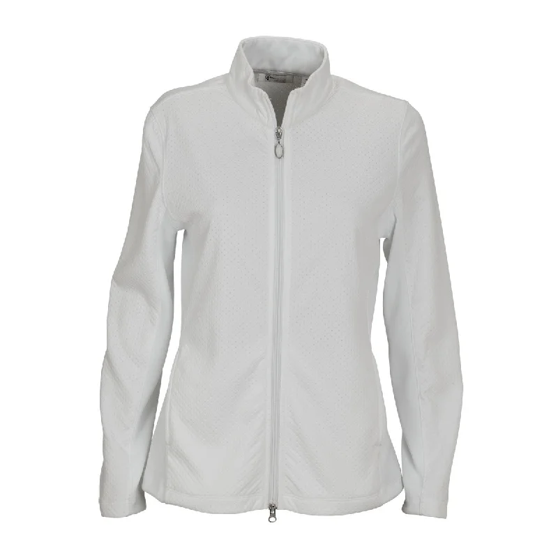 Greg Norman Women's White Embossed Dot Jacket Appliqued Jacket Beaded Jacket Sequined Jacket