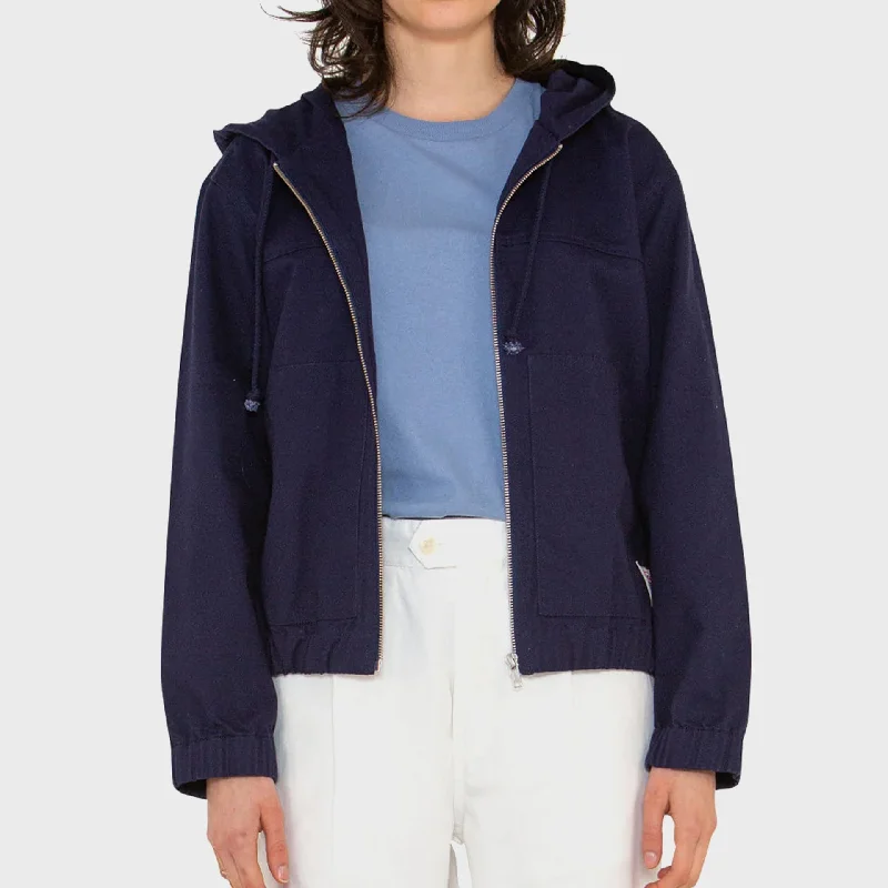 Deus Womens Charli Jacket - Twilight Blue Zip Front Button Front Snap Front