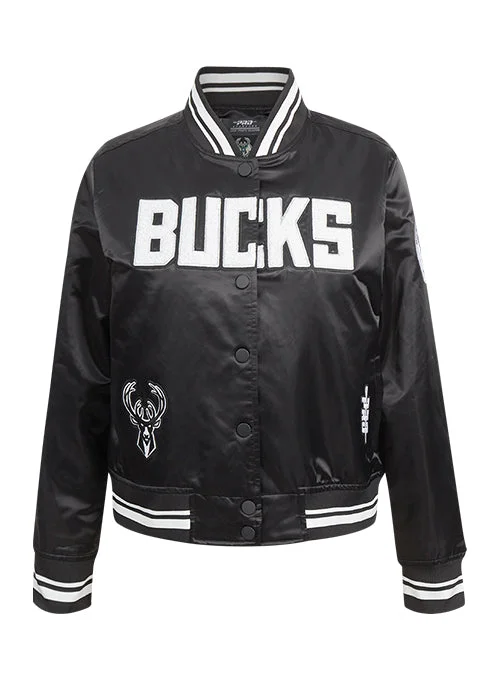 Women's Pro Standard Pearls Milwaukee Bucks Satin Jacket Stand-Up Collar Roll-Neck Collar Turtle Neck