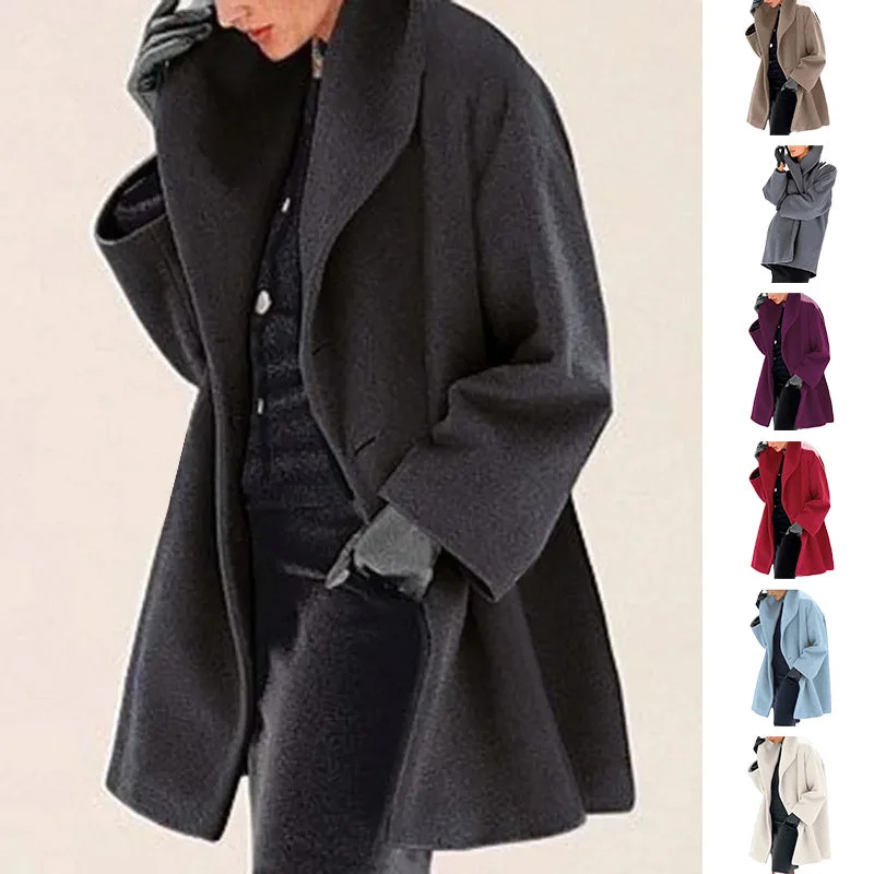 Winter Coat Woolen Jacket Women's Trendy Clothes Multi-color Round Neck Loose Sweater Woolen Coat Solid Casual Coat For Autumn And Winter 20 Cotton Jacket Linen Jacket Terry Jacket