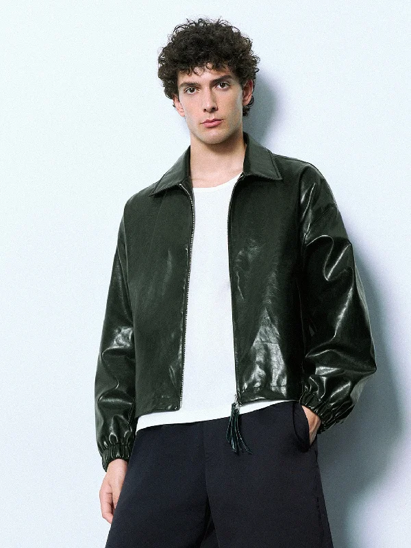 Zipper Front Oversized Vegan Leather Jacket Fleece Jacket Down Jacket Feather Jacket Zipper Front Oversized Vegan Leather Jacket Fleece Jacket Down Jacket Feather Jacket