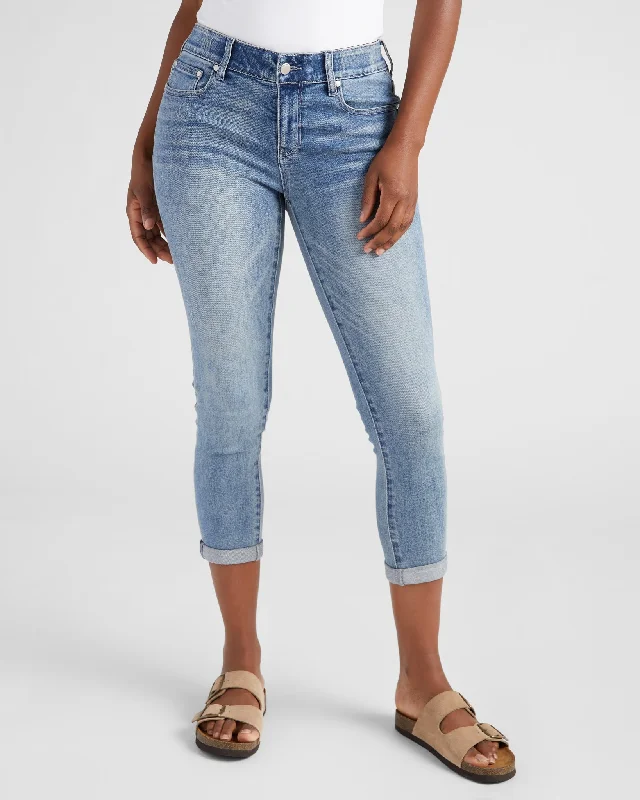 Cyndi Cuffed Ankle Skinny Jeans Casual Light Wash Jeans