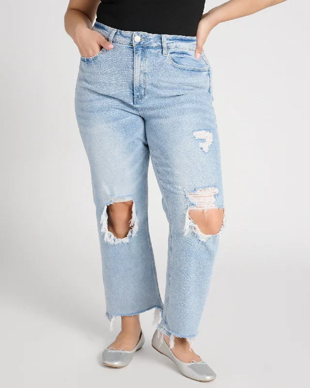 Plus Size 90's Vintage Dad Jeans Chic Ripped Jeans