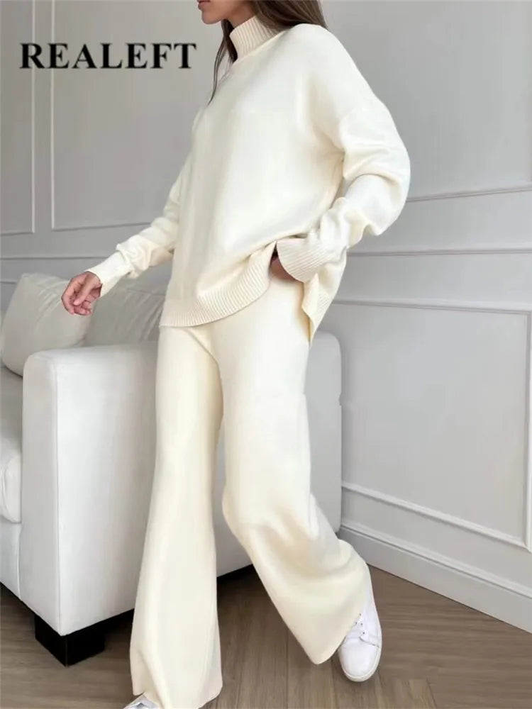 Autumn Winter 2 Pieces Women Sets Knitted Tracksuit Turtleneck Sweater Chenille Blend Fleece Blend Nylon Blend Autumn Winter 2 Pieces Women Sets Knitted Tracksuit Turtleneck Sweater Chenille Blend Fleece Blend Nylon Blend