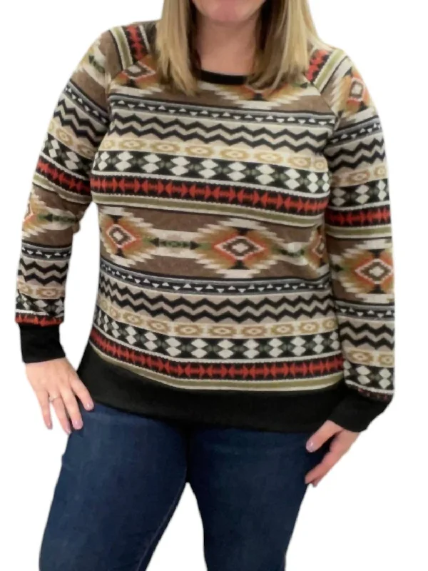 Aztec Weekender Sweater In Charcoal Modern Contemporary Chic