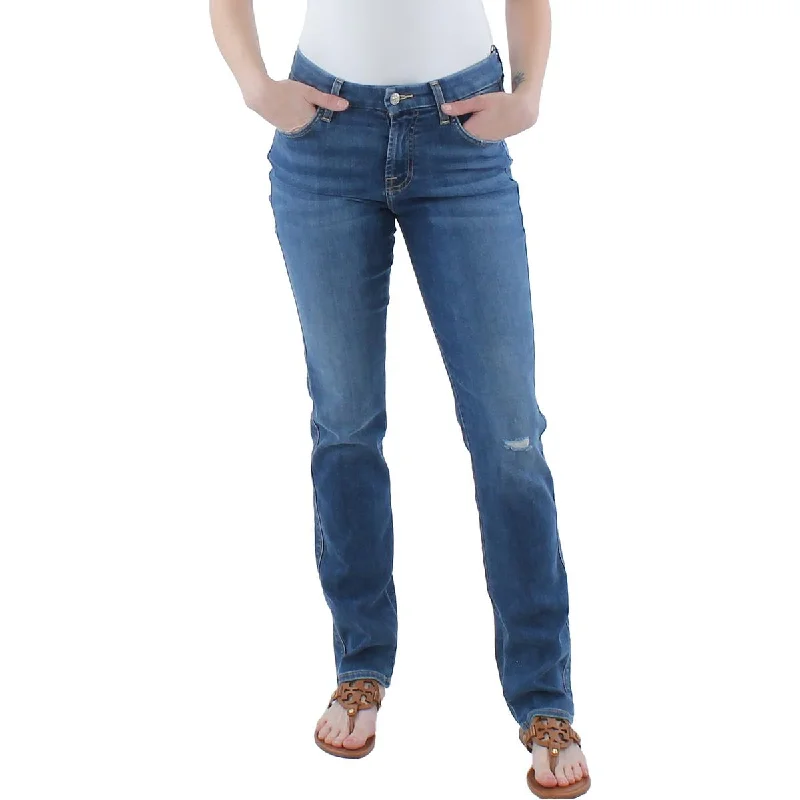 Kimmie Womens Denim High Rise Straight Leg Jeans Fashionable Vintage Wash Jeans