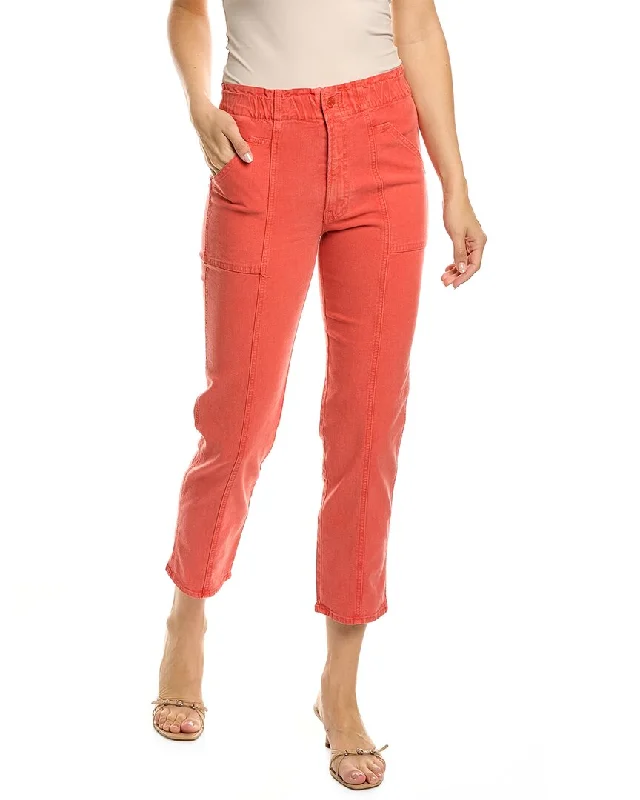 Mother The Springy Hot Coral Ankle Jean Stylish Shredded Denim Jeans