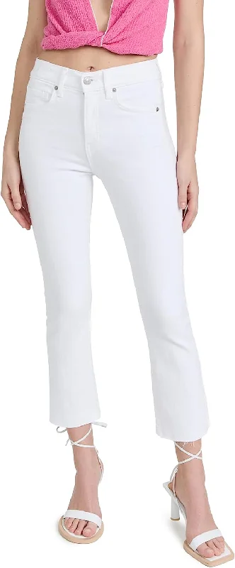 Veronica Beard Jean Women's Carly Kick Flare Raw Hem Jeans, White Fashionable Distressed Jeans