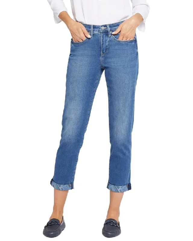 Nydj Margot Printed Cuff Lovesick Girlfriend Jean Classic Button Fly Jeans