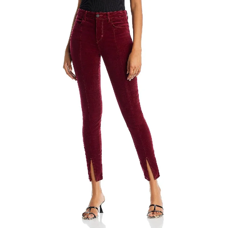 Jyothi Womens Velveteen Skinny High-Waist Jeans Trendy Wide-Leg High-Waist Denim