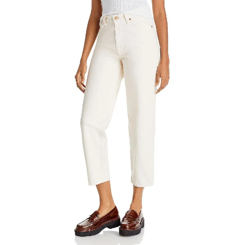 Womens High Waist Straight Leg Ankle Jeans Stylish Slim Fit Denim