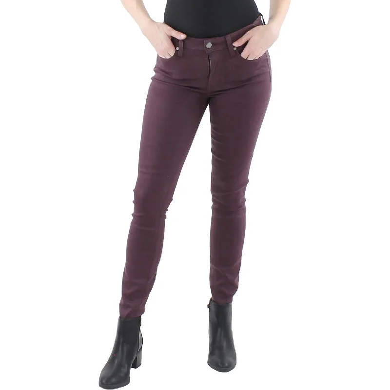 Womens Coated Mid Rise Ankle Jeans Fashionable Raw Hemmed Jeans