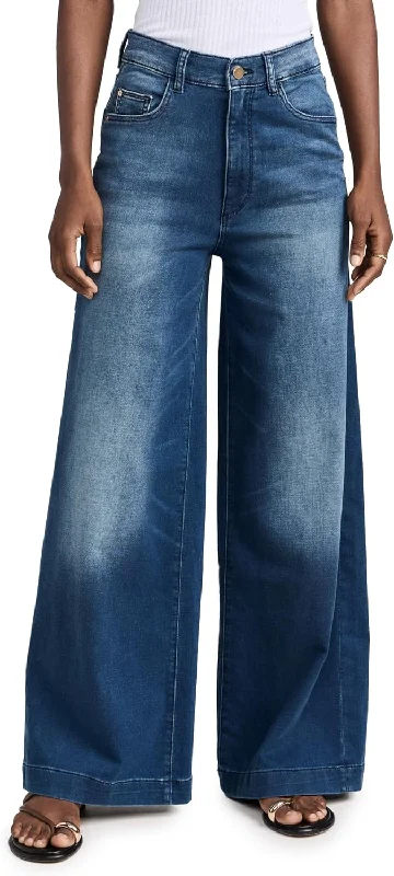 DL1961 Women's Hepburn Wide Leg Jeans, Orlena Fashionable Button-Front Jeans