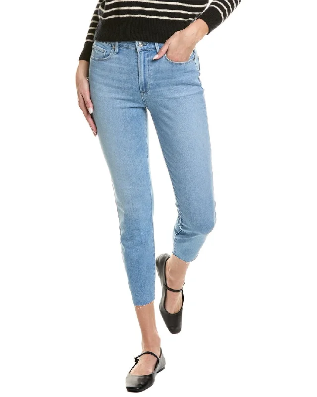 Paige Bombshell Crop Sky Touch Distressed Skinny Leg Jean Classic Button Fly Jeans