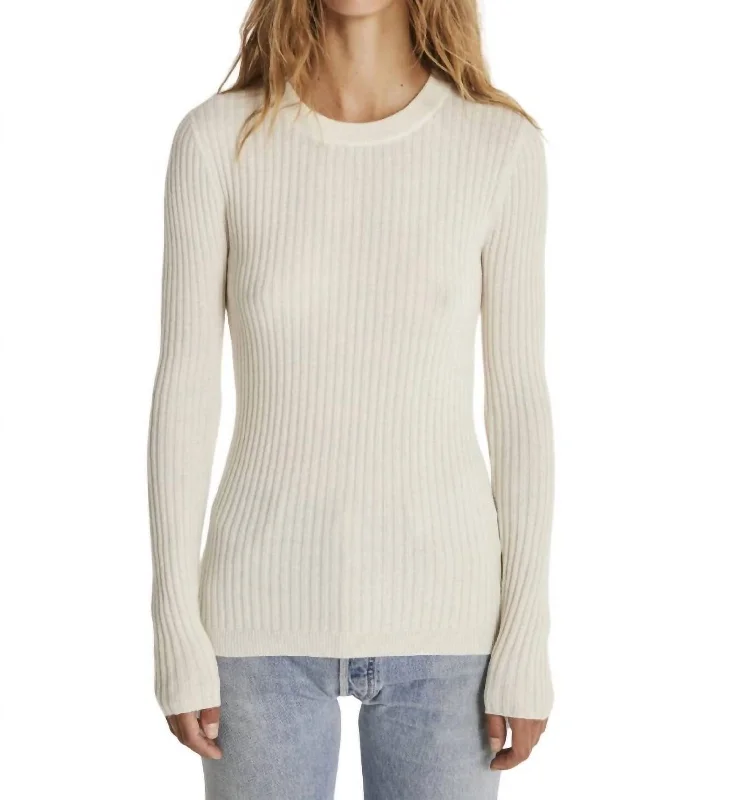 Bibi Sweater In Blanc Spandex Rayon Corduroy