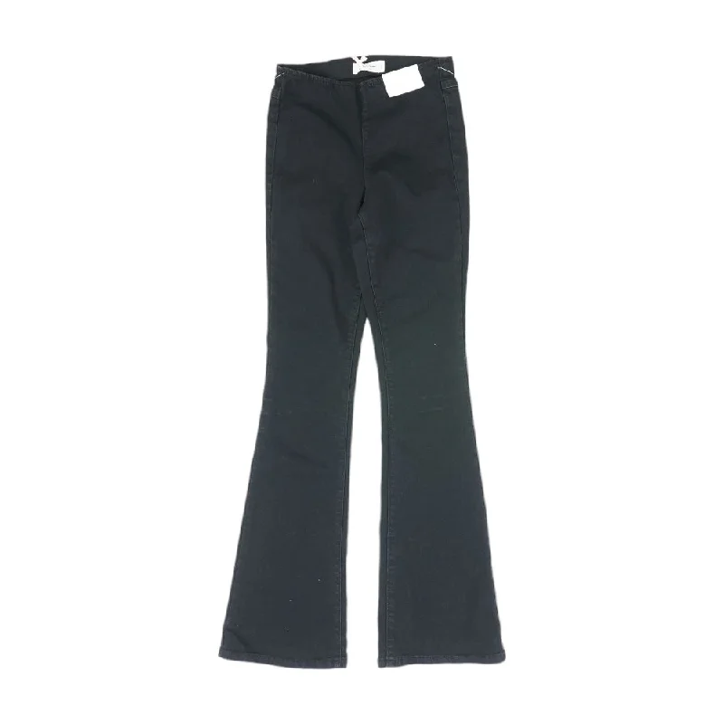 Black Solid Flare Jeans Comfortable Distressed Straight-Leg Jeans