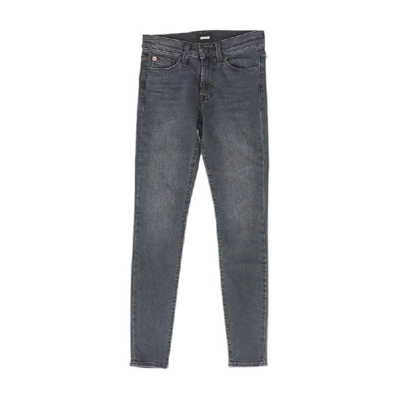 Black Solid Skinny Leg Jeans Fashionable Raw Hemmed Jeans