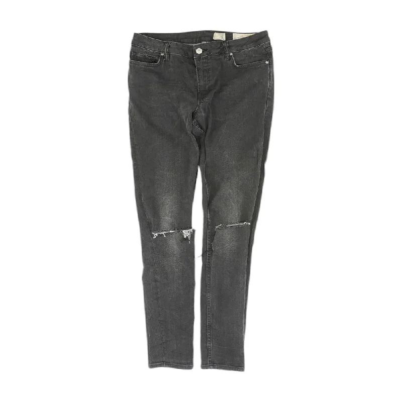 Black Solid Slim Jeans Comfortable Folded Hem Jeans