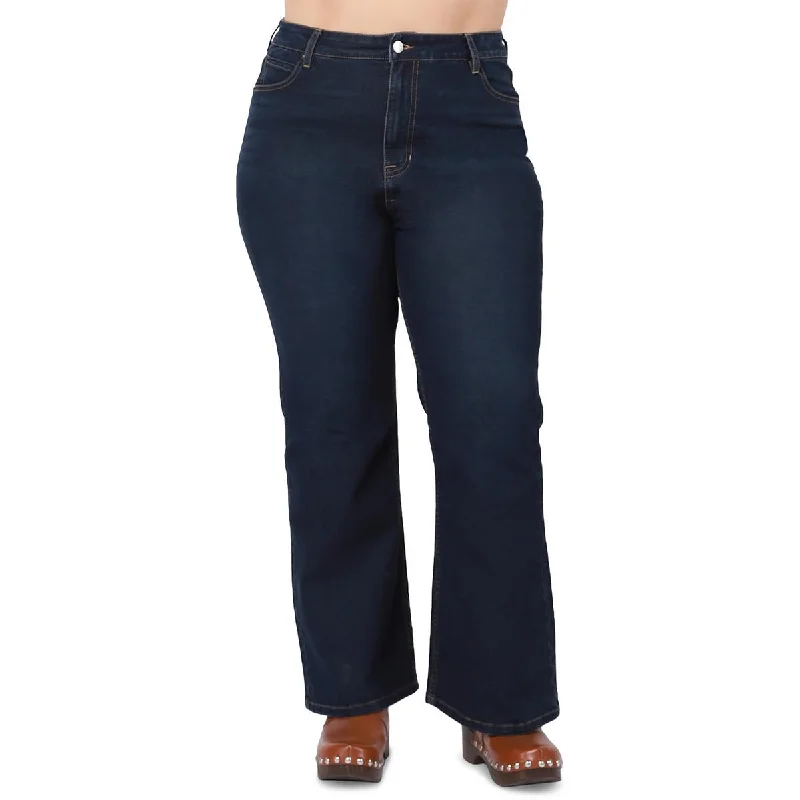 Black Tape_ Womens Plus Maya High Rise Relaxed Flare Jeans Comfortable Dark Wash Jeans Black Tape_ Womens Plus Maya High Rise Relaxed Flare Jeans Comfortable Dark Wash Jeans