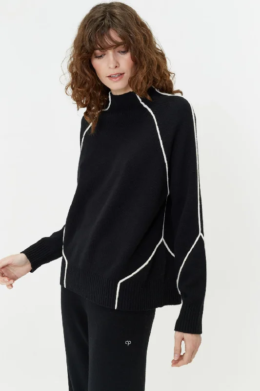 Black Wool-Cashmere Jeanne Sweater Fitted Loose Oversized