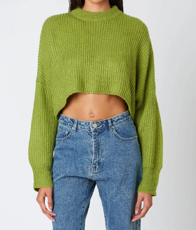 Blakely Sweater In Basil Chenille Fabric Brocade Fabric Lace Fabric
