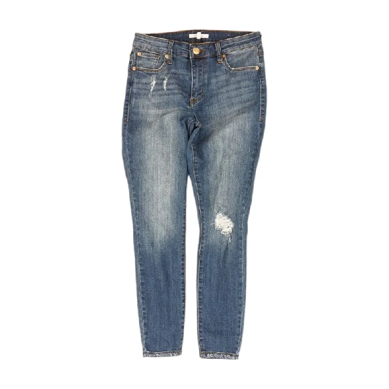 Blue Solid High Rise Jeans Casual Straight-Leg Jeans