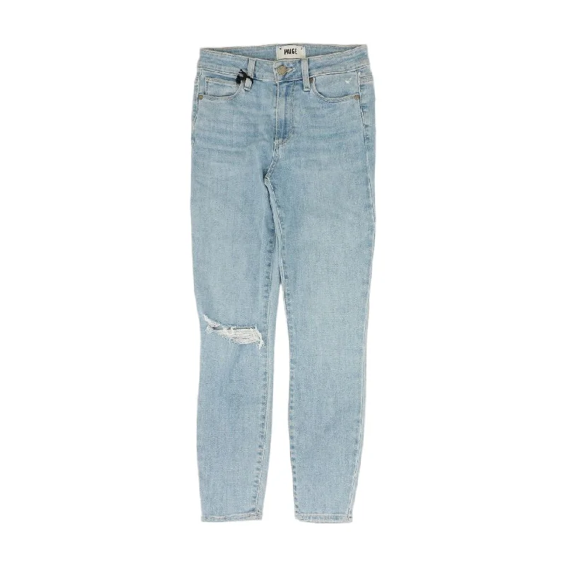 Blue Solid High Rise Skinny Leg Jeans Trendy Button-Up High-Waist Jeans