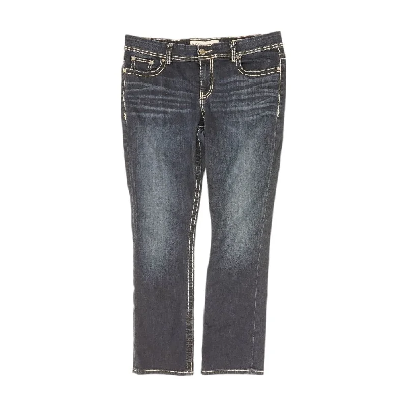 Blue Solid Jeans Fashionable Straight Fit Denim