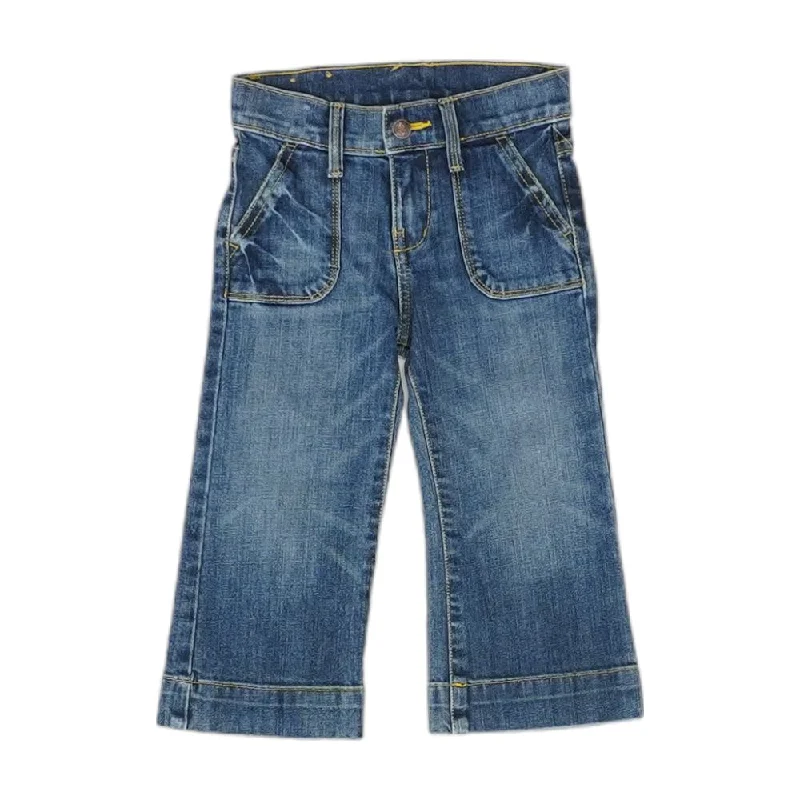 Blue Solid Mid Rise Regular Jeans Fashionable Distressed Jeans