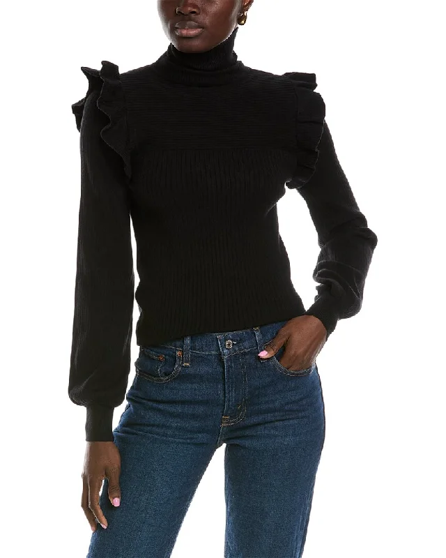 Brook + Lynn Turtleneck Sweater Silk Blend Satin Velvet