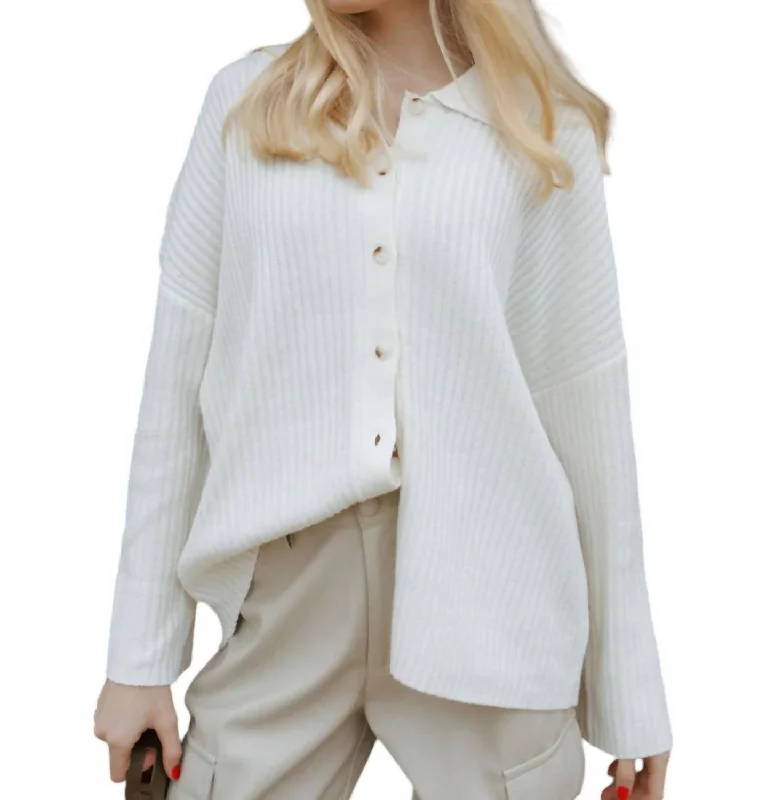 Button Up Ribbed Sweater In Ivory Long Sweater Short Sweater Cropped Sweater