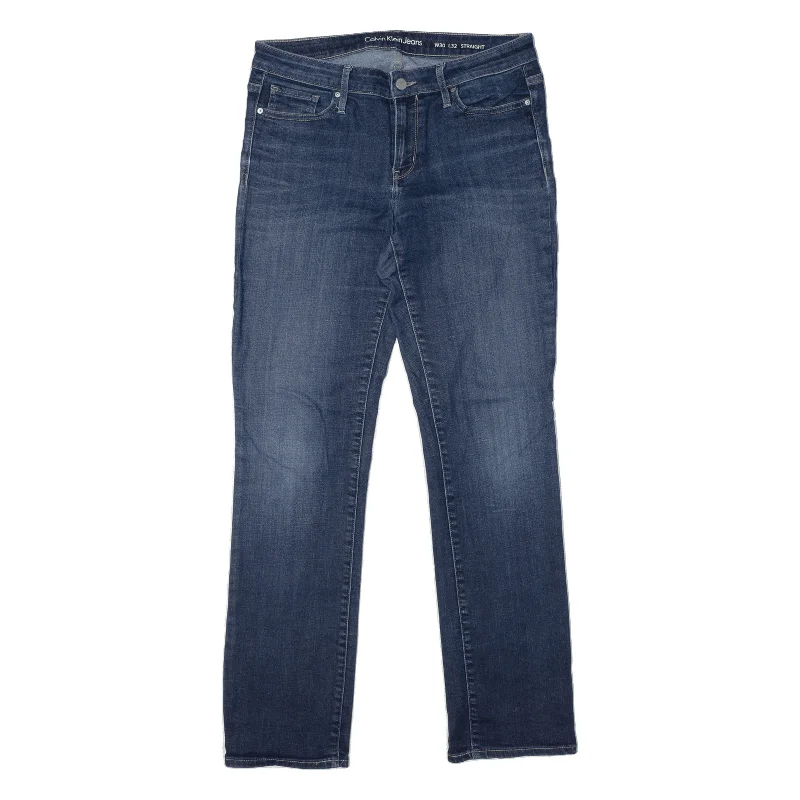 CALVIN KLEIN Jeans Blue Denim Slim Straight Stone Wash Womens W30 L32 Comfortable Zip-Up Skinny Jeans CALVIN KLEIN Jeans Blue Denim Slim Straight Stone Wash Womens W30 L32 Comfortable Zip-Up Skinny Jeans