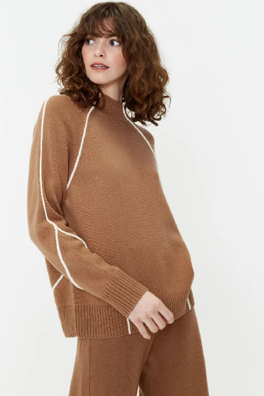 Camel Wool-Cashmere Jeanne Sweater Wool Sweater Cotton Sweater Cashmere Sweater