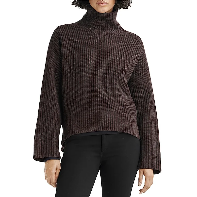 Connie Womens Wool Pullover Mock Turtleneck Sweater Cable Knit Ribbed Knit Lace Knit