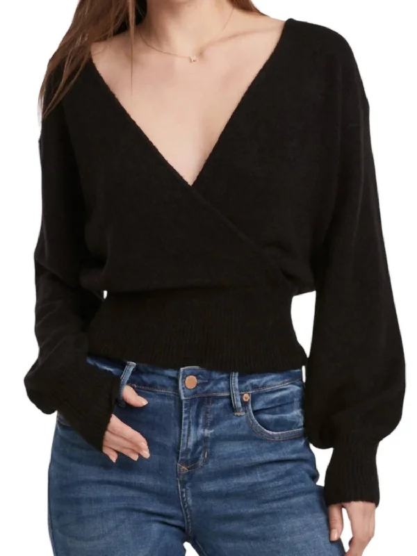 Cozy Carter Sweater In Black Sequined Glittery Shiny