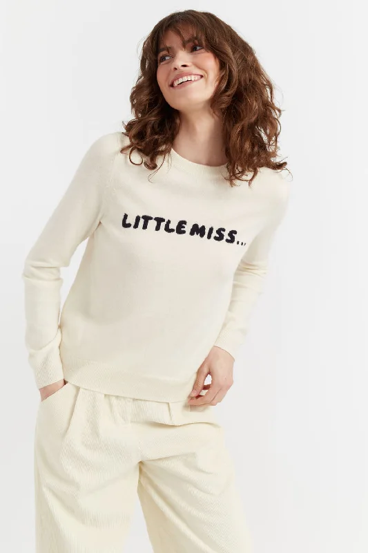 Cream Wool-Cashmere Little Miss Sweater Faux Fur Fabric Real Fur Fabric Shearling Fabric