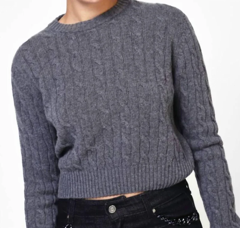 Dalton Cable Knit Sweater In Dark Heather Grey Oversized Loose Flowy