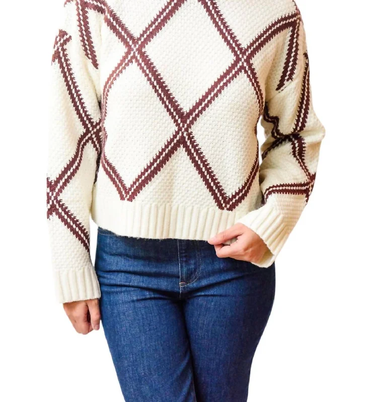 Diamond Sweater In Ivory Hooded Sweater Collared Sweater Shawl Collar