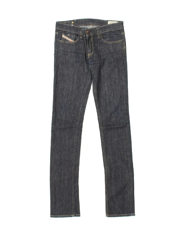 DIESEL Womens Livy Slim Jeans W27 L32 Navy Blue Fashionable White Denim Jeans