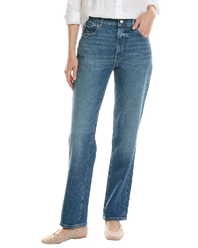 DL1961 Patti Straight Leg Jean Chic Rip-Detail High-Waist Jeans