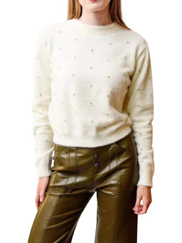 Embellished Sweater In Ivory Layered Multi-layer Single Layer