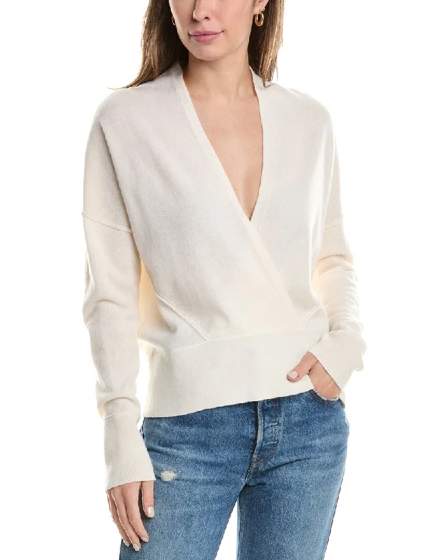 Forte Cashmere Easy Surplice Cashmere Sweater Elasticated Padded Insulated