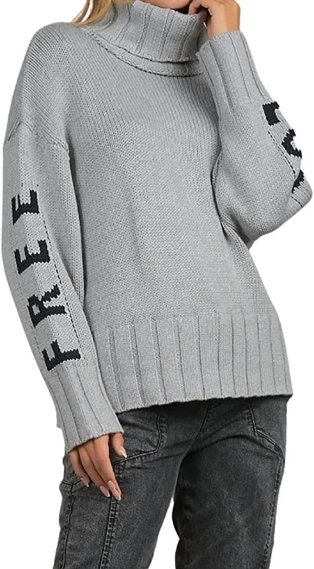 Free Love Cozy Sweater In Grey Handmade Hand-knitted Hand-woven