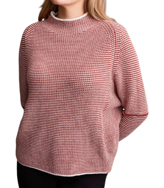 Funnel Neck Sweater In Mahogany Lightweight Heavyweight Midweight